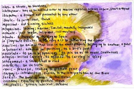 Watercolor for I words by Lynne Sachs